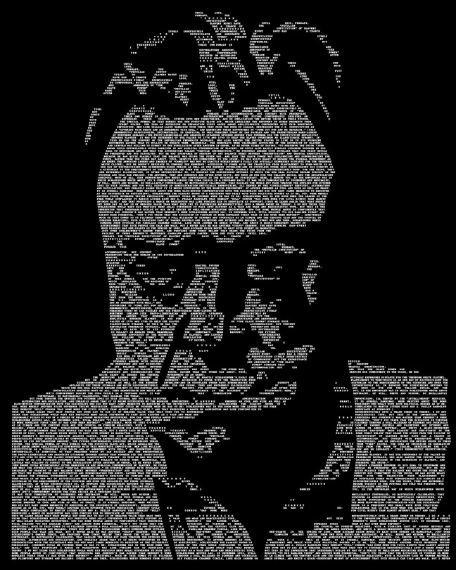 A typographic portrait of Christopher Hitchens.