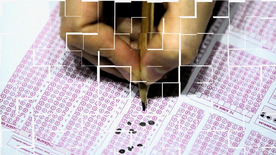 Close-up photo of answers being filled out by pencil in a bubble-sheet