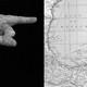 collage of a finger pointing at the Gulf of Mexico on a map