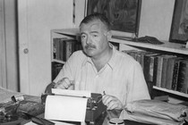 Hemingway at his typewriter