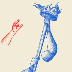 An illustration of a hand and a torch