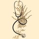 A stethoscope entwined with wormwood