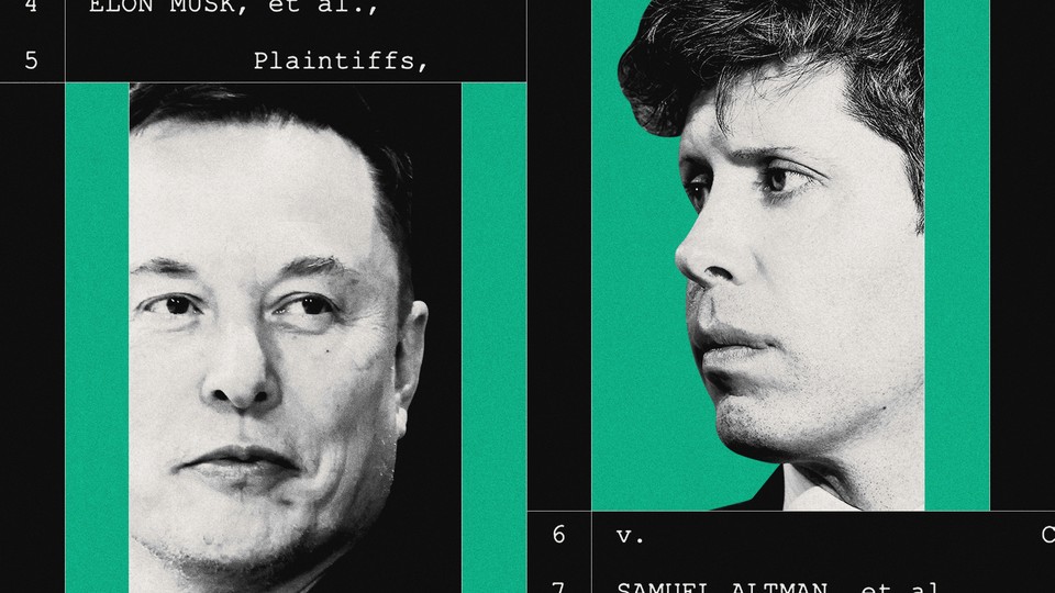 An illustration of Elon Musk and Sam Altman