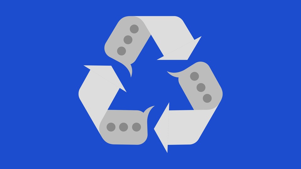 A recycle logo with iMessage typing dots