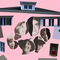 A collage of photos of Bob and Sheryl Guterl and four of their children spread among pieces of a house, set against a pink background