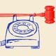 An illustration of a phone with a gavel.