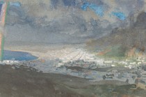 A watercolor painting of Cape Town