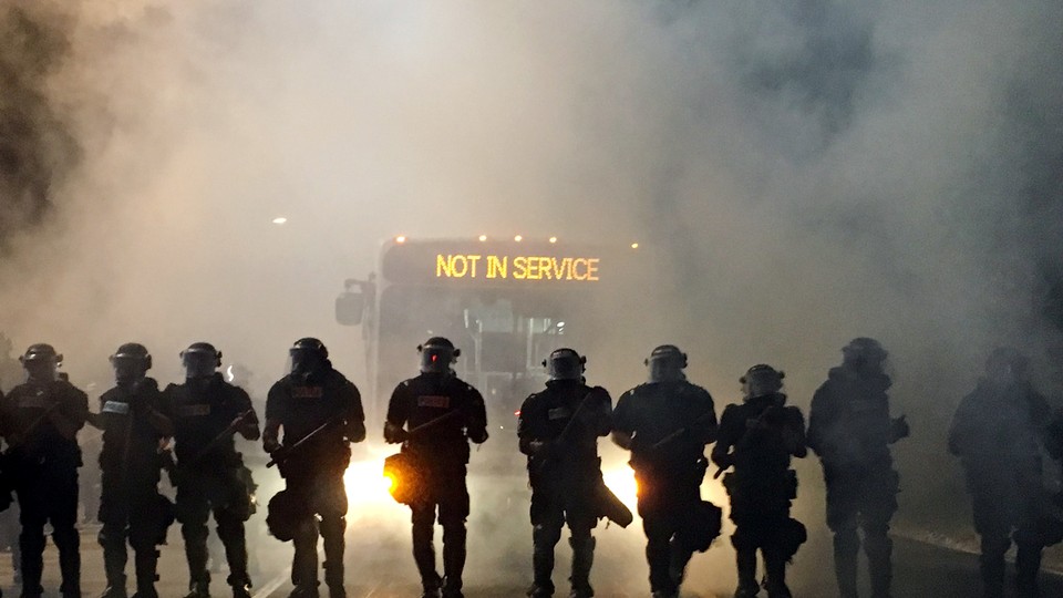Riot police in Charlotte 