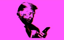 Image of Trump using a phone