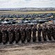 Chinese troops stand lined up in front of tanks during the Vostok-2018 exercises.