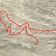 An illustration showing an outline of the Strait of Hormuz over rolling, wavelike lines