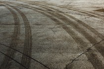 Tire streaks on asphalt