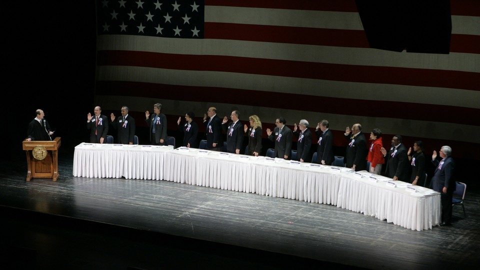 New Jersey's presidential electors are sworn in in 2008.