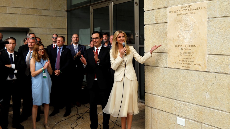 Ivanka Trump and Steven Mnuchin at the dedication ceremony of the new U.S. embassy in Jerusalem on May 14, 2018