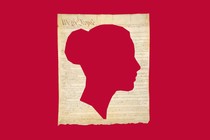 Illustration showing the preamble of the manuscript of the Constitution, cut to reveal the silhouette of a woman's profile