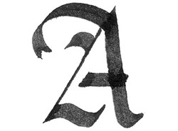 the letter "A" in calligraphy