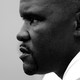 A black-and-white photo of Brian Flores in profile