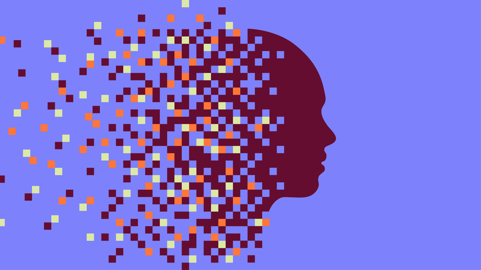 a pixelated silhouette of a face