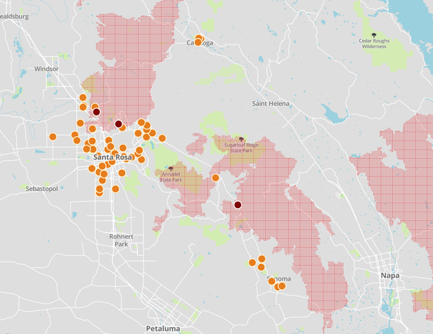 An interactive map of wildfire damage in California