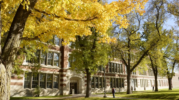 A high school drenched in sunlight