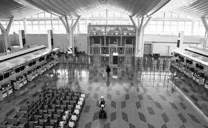 An empty airport in Japan after travel was restricted because of the Omicron variant