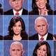 A series of Vice President Mike Pence's and Senator Kamala Harris's facial expressions during Wednesday night's debate