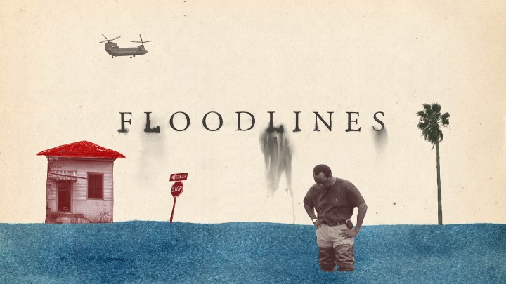 The logo for the podcast Floodlines