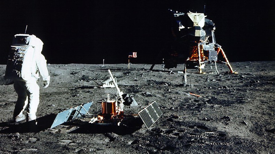A photograph of the astronaut Buzz Aldrin on the moon