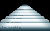 A parade of search bars that read "Ask me anything" stretches into the distance.