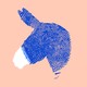 Illustration of a donkey head in blue