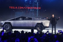 Tesla CEO Elon Musk introduces the CybertTruck at Tesla's design studio Thursday, March 14, 2019, in Hawthorne, Calif