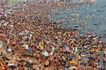 Hundreds of people at the beach