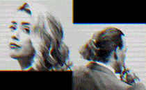 Diptych of Amber Heard and Johnny Depp in court