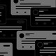 Black-and-white illustration of blacked-out social-media posts