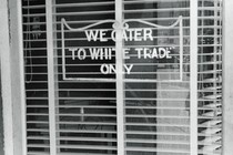 Restaurant with the sign "We Cater to White Trade Only," Lancaster, Ohio, USA, Ben Shahn, Farm Security Administration, August 1938