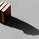 The shadow of three books forms the outline of a detective