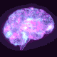 Illustrated GIF of a glowing brain lighting up with purple and blue flashes.