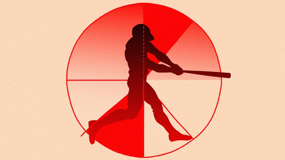 A silhoutte of a batter against a pie-graph background