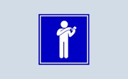 Illustration of bathroom signage, in which the typical "men's room" figure is tapping on a smartphone
