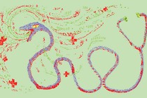 Digital embroidery of a snake.