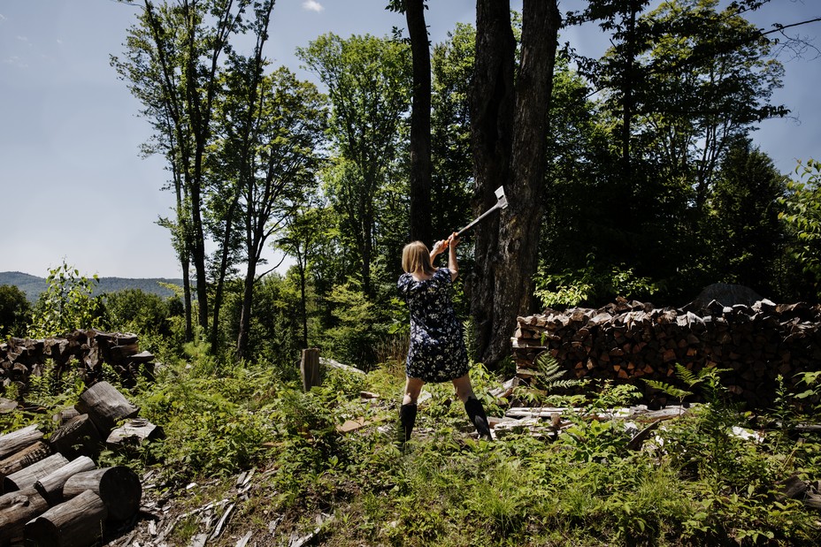 Picture of Willoughby Britton, a psychologist and Buddhist teacher, at her farm in Vermont.