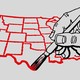 hand painting a map of U.S. states with a brush