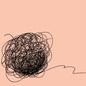 illustration of a tangled mass of string on a peach background