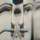 Distorted photo of a woman's face.
