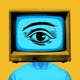 Photo illustration of an eye on an old-fashioned TV screen
