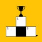 A crossword puzzle with a trophy on top