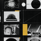 photo collage of black-and-white images from movies with nuclear mushroom cloud, missiles firing, maps, and mustard-yellow accents