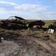 Photo of destroyed Russian tanks in the Ukrainian countryside