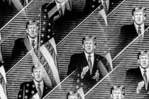 Collage of many identical pictures of Trump