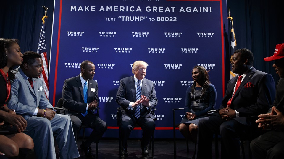 Donald Trump meets with black leaders in Charlotte, North Carolina, before an October 26 speech there.